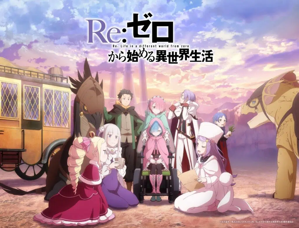 Teaser visual que destaca a atmosfera única da nova temporada de Re:Zero, evidenciando cenas de ação e emoção