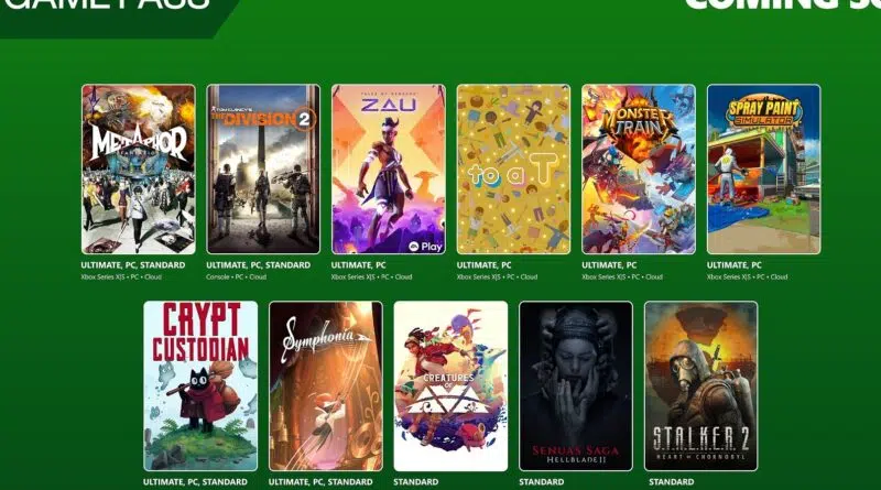 Imagem promocional do Xbox Game Pass com destaque para títulos RPG e aventura