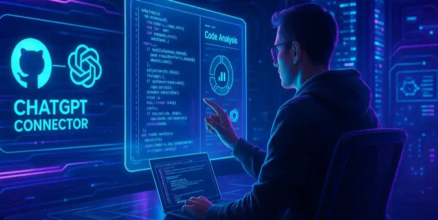 Representação visual da integração entre ChatGPT e GitHub para análise de código por IA