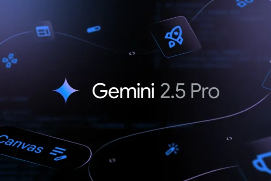 Logo Gemini 2.5 Pro e símbolos representando inovação em web apps interativos