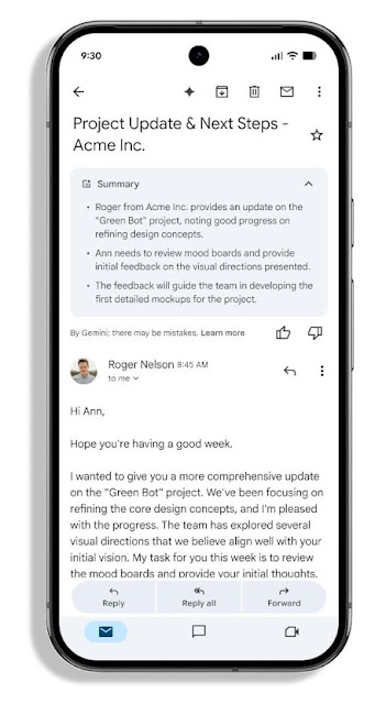 Gemini agora resume automaticamente seus e-mails 3 Resumidor automático de e-mails Gemini do Google em ação