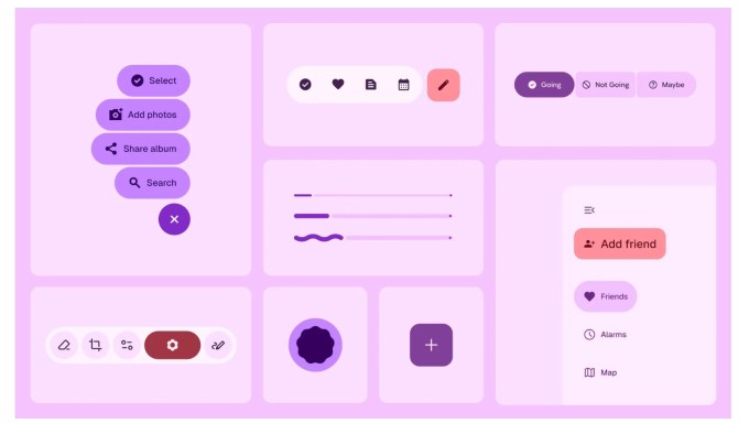 Exemplo do Material 3 Expressive mostrando interfaces coloridas e expressivas para android