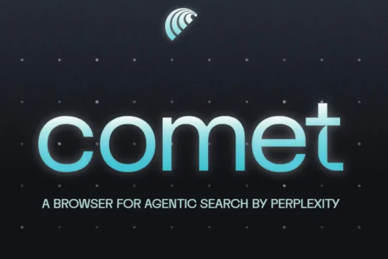 Ilustração conceitual do navegador Comet da Perplexity operando como agente web autônomo para interagir com plataformas como X.