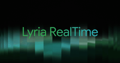 Demonstração visual do Lyria RealTime no Google I/O, IA avançada de geração musical.