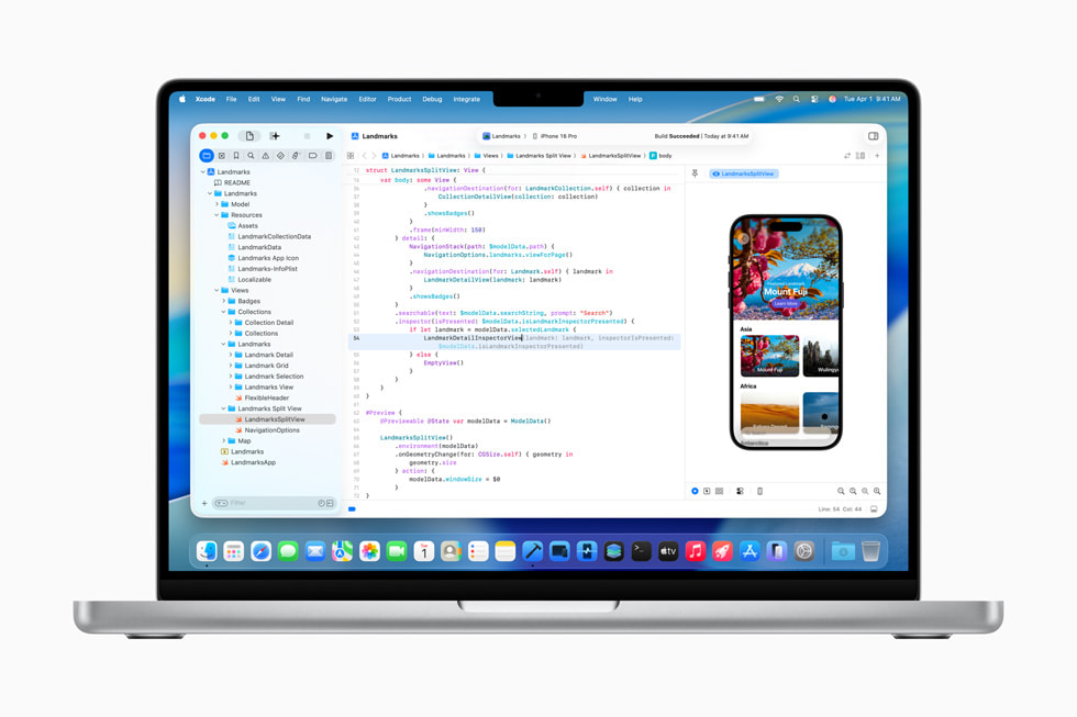 Apple revoluciona ferramentas para desenvolvedores 5 Tela do Xcode 26 exibida em um MacBook Pro de 14 polegadas, demonstrando as novas funções do software.