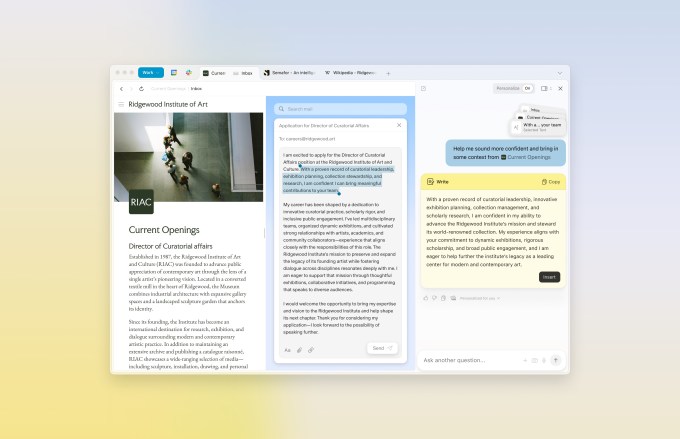Demonstração da funcionalidade Write Skill automatizando tarefas de escrita no navegador Dia, tornando o browser mais prático para produtividade.