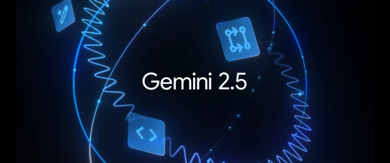 Imagem principal com o logo do Gemini 2.5 ao centro em um fundo azul e preto futurista, destacando a expansão da família de modelos de IA do Google