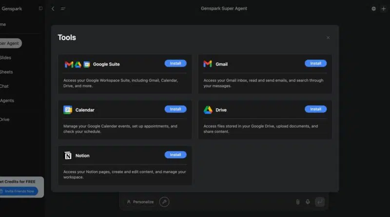Imagem do novo recurso AI Secretary da Genspark, demonstrando sua interface intuitiva e integração com diversas ferramentas de produtividade.