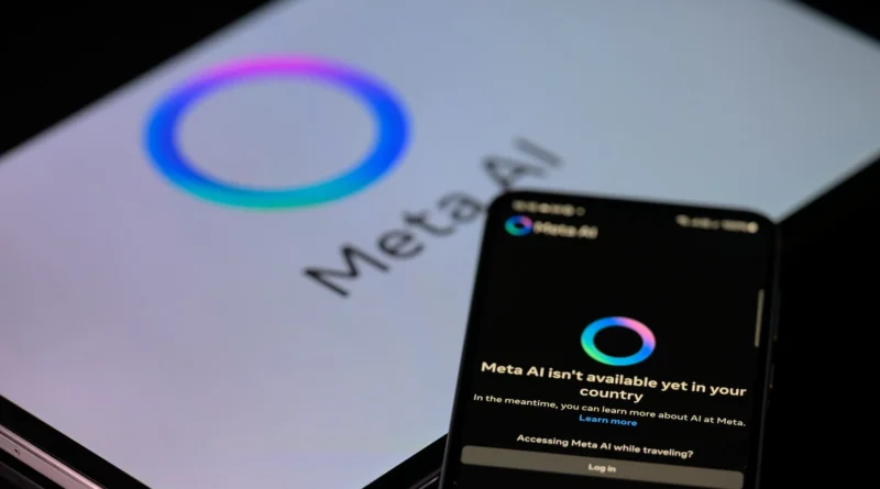 Meta AI sendo destacada em smartphones e tablets; permissão solicitada para fotos do usuário via Facebook Story, junho de 2025