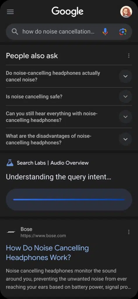 Google Testa Audio Overviews nos Resultados de Busca 6 Exemplo de botão 'Generate Audio Overview' na página de resultados do Google