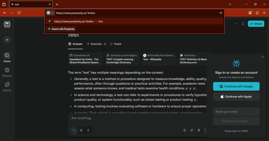 Mozilla testa Perplexity AI no Firefox 139 6 Mozilla testa Perplexity AI: Sugestão ‘Search with Perplexity’ na barra de endereços