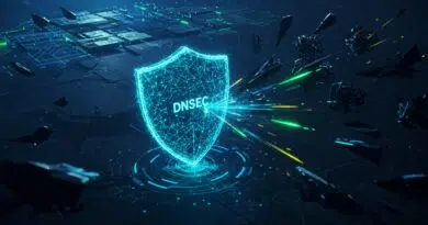 escudo de defesa na Internet com o escrito dns