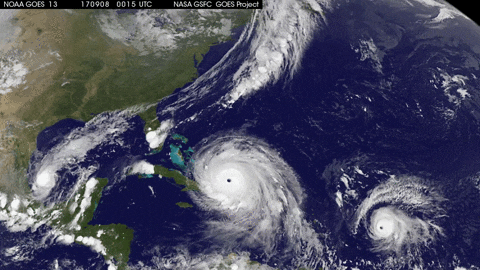 Google DeepMind revoluciona previsão de furacões com IA 3 imagem Animada de satélite que registra os furacões Katia, Irma e José