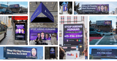Outdoor da campanha Stop Hiring Humans em São Francisco