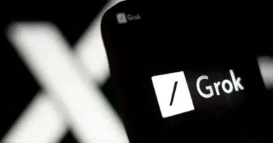 Logo do xAI Grok sobre fundo azul