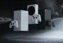Imagem conceitual da nova geração do Xbox exibindo luz verde em fundo escuro