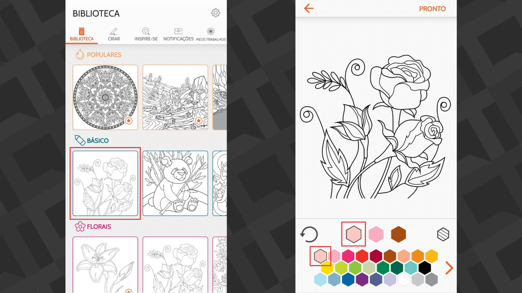 6 apps de colorir: tendência Boobie Goods e relaxamento 6 O Colorfy tem desenhos separados por categoria e pintura por toque.
