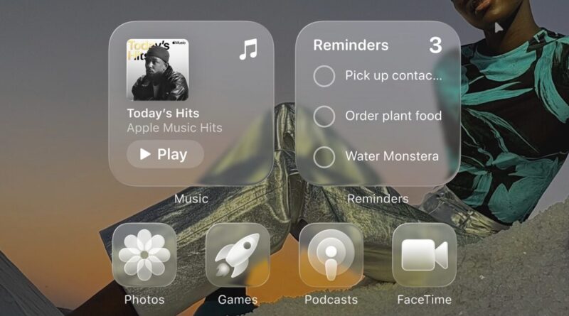 Amostra do novo design ‘Liquid Glass’ da Apple, apresentado no iOS 26