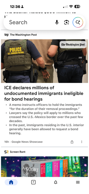 Google Discover lança AI sumários e preocupa publishers 5 Tópicos em bullet points resumem artigo do Washington Post sobre imigração, exibidos no Google Discover com IA.