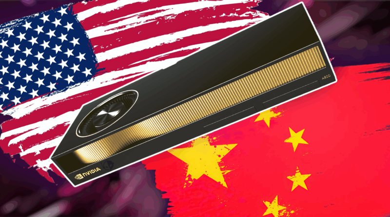 Imagem ilustrativa do processador de IA NVIDIA Ampere A800 usado na China, representando o contexto das restrições de exportação e do desenvolvimento do B30.