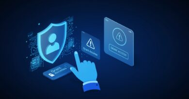Ilustração de uma pessoa interagindo com um chatbot de IA sobre fundo azul explosivo, evidenciando o impacto da IA na sociedade e nos dados pessoais.