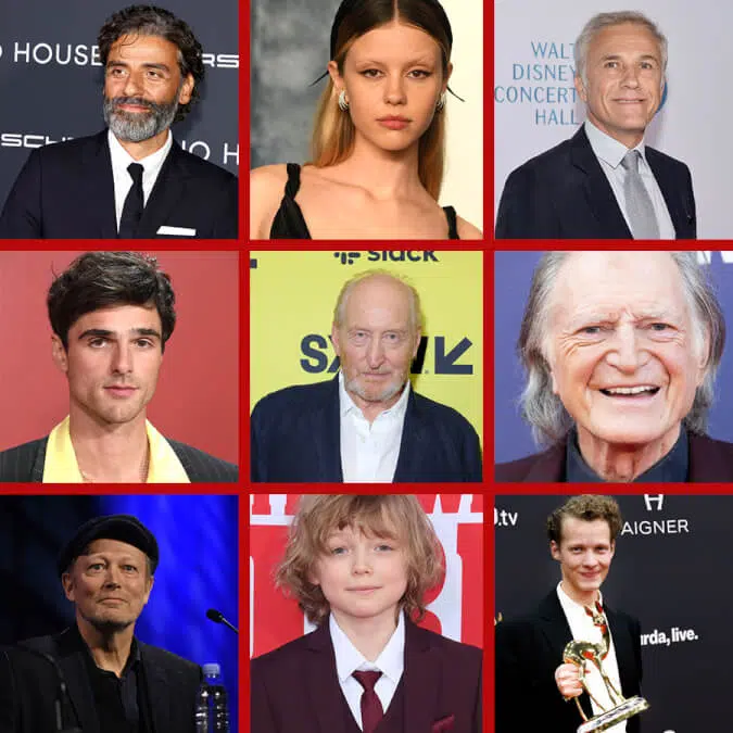 Frankenstein Netflix: tudo sobre o filme de Guillermo del Toro 7 Foto montagem com o elenco principal de Frankenstein Netflix, incluindo Oscar Isaac, Andrew Garfield e Mia Goth
