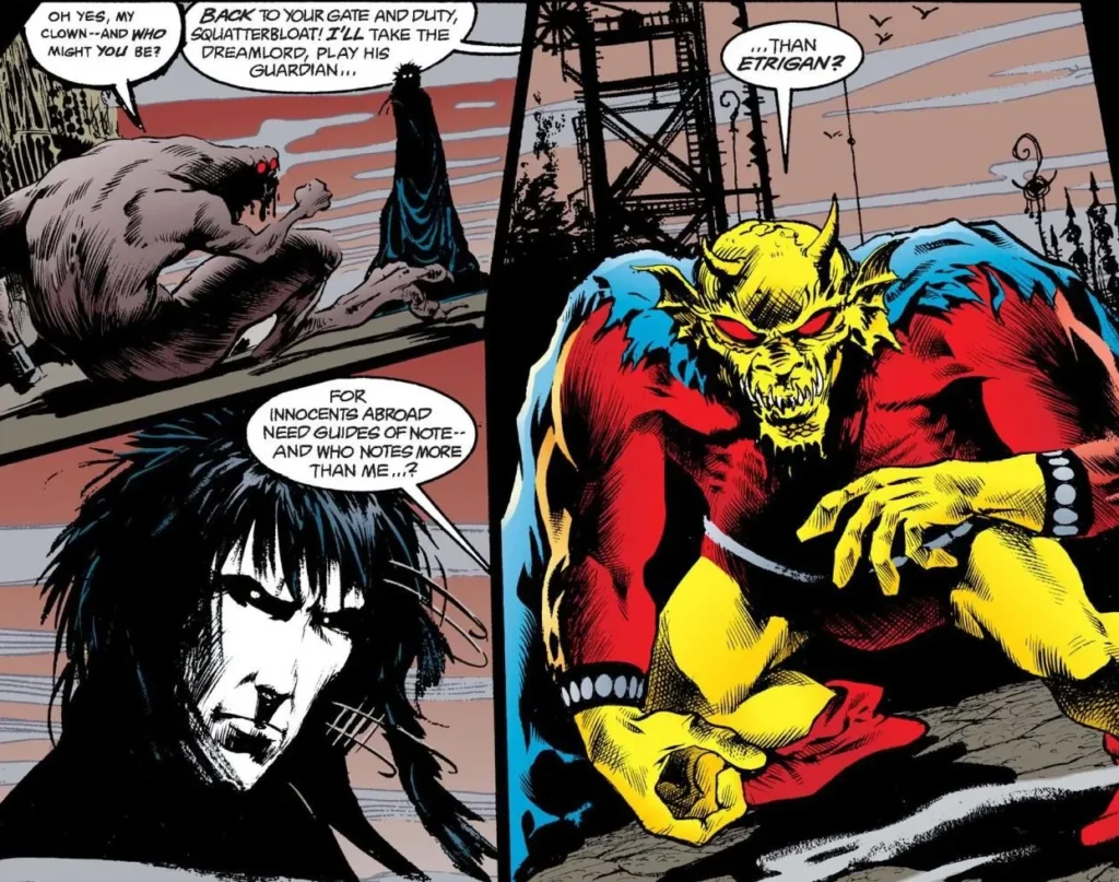 Sandman: Como o Mestre dos Sonhos se conecta com Batman e a DC 16 Na HQ, é Etrigan quem conduz Morpheus pelo Inferno (Imagem: Reprodução/DC Comics)