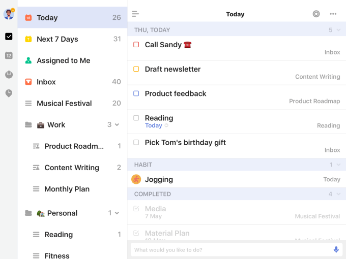 Melhores apps para iPad: produtividade turbinada 11 Interface do TickTick mostrando lista de tarefas