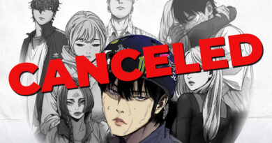Imagem promocional de Wind Breaker webtoon cancelado por plágio, arte de Yongseok Jo e destaque para comunicado da Naver Webtoon