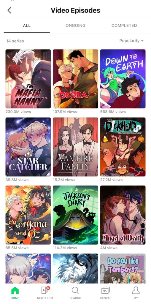 WEBTOON lança episódios em vídeo: assista quadrinhos animados 4 Cena promocional das novas séries do WEBTOON com destaque para personagens dos quadrinhos Angel of Death, Down to Earth e SHIRAI.