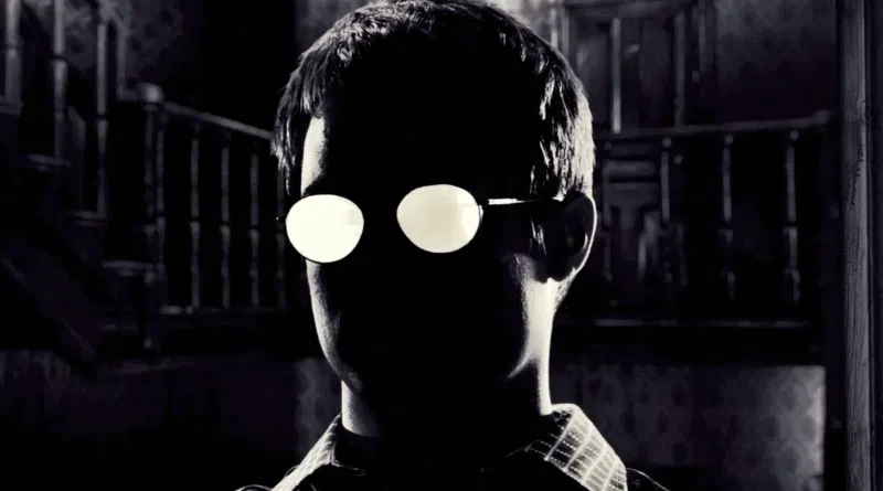 Miramax Films - Cena emblemática de Sin City representa a estética noir que marcou a transição das HQs para o cinema nos anos 1990, destacando a influência visual dos quadrinhos no cinema.