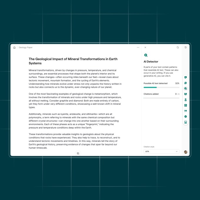 Grammarly recebe atualização de design e recursos de IA avançados 5 Interface do detector de IA da nova versão do Grammarly, exibindo análise de autenticidade de texto