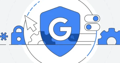 Gemini: chats temporários aprimoram privacidade e personalização 3 Escudo azul com logo G do Google, cercado por ícones de segurança como cadeado e chave, simbolizando proteção de dados na Gemini