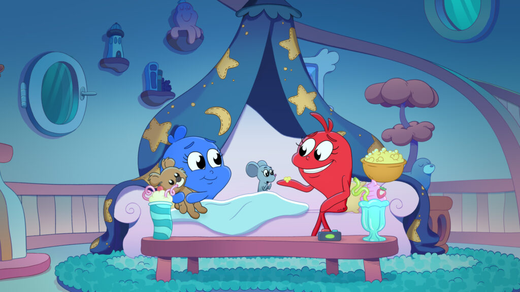 Lançamentos Netflix setembro 2025: séries, filmes e originais 10 Cena da animação Dr. Seuss's Red Fish Blue Fish, estreia Netflix setembro de 2025 para crianças.