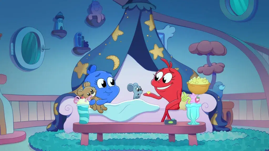 Cena da animação Dr. Seuss's Red Fish Blue Fish, estreia Netflix setembro de 2025 para crianças.