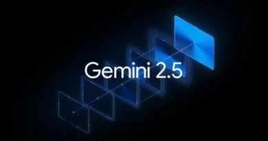 Ilustração do Gemini 2.5 Deep Think, modelo de IA avançado desenvolvido pelo Google DeepMind. Máquina abstrata representa potência em raciocínio paralelo.