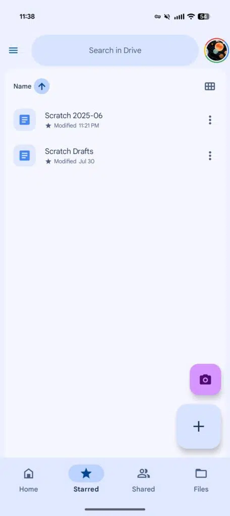 Google Drive recebe redesign Material 3 Expressive no Android 5 Imagem mostra barra de busca redesenhada do Google Drive Material 3 Expressive com botões de perfil e menu reposicionados.