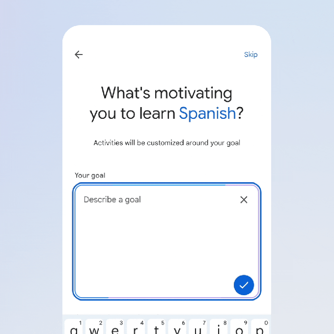 Google Tradutor lança prática de idiomas com IA 4 Tela da prática de idiomas no Google Tradutor mostrando exercícios de escuta e fala com adaptação por IA
