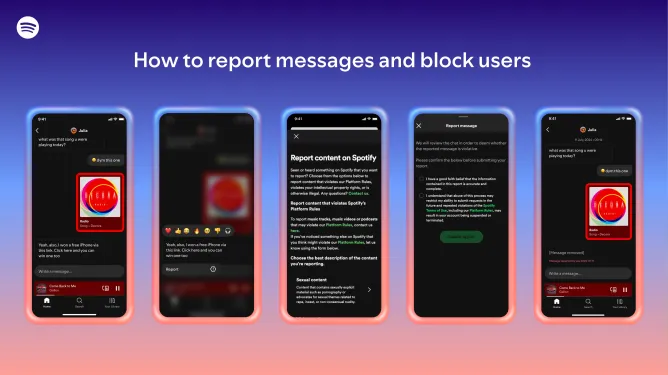 Spotify mensagens: app ganha chat 1:1 e reações 7 Como denunciar mensagens e bloquear usuários no Spotify mensagens