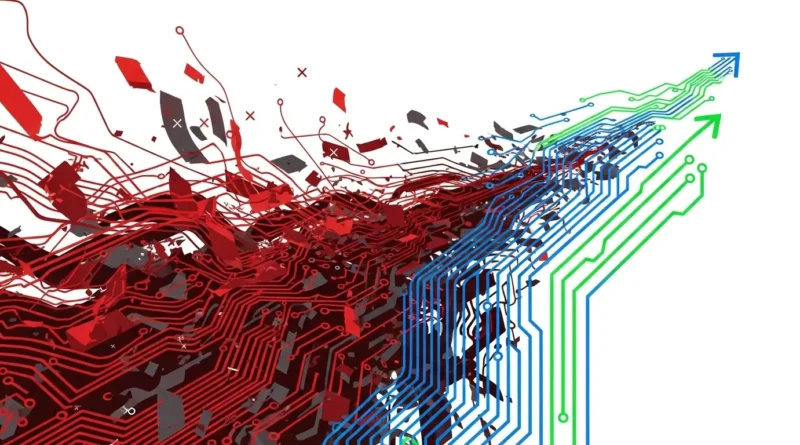 Projetos de IA generativa falham: Ilustração de projetos de IA generativa em empresas; integração, workflows e ROI em foco