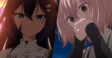 Imagem principal de This Monster Wants to Eat Me apresentando Hinako Yaotose, Shiori Oumi e Miko Yashiro diante de um cenário sombrio de mar. Personagens do anime de terror Watatabe com atmosferas misteriosas.