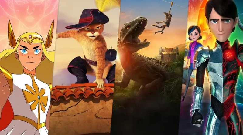 Séries da DreamWorks deixando a Netflix em 2025, incluindo títulos como Trolls, Spirit Riding Free e Capitão Cueca, com aviso de datas de saída.