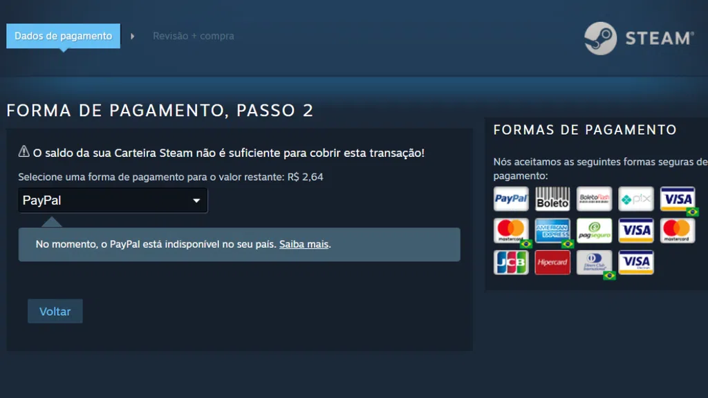 PayPal Steam Brasil: saiba por que serviço foi removido do Steam 3 Demostração que é possível pagar pelo paypal na steam