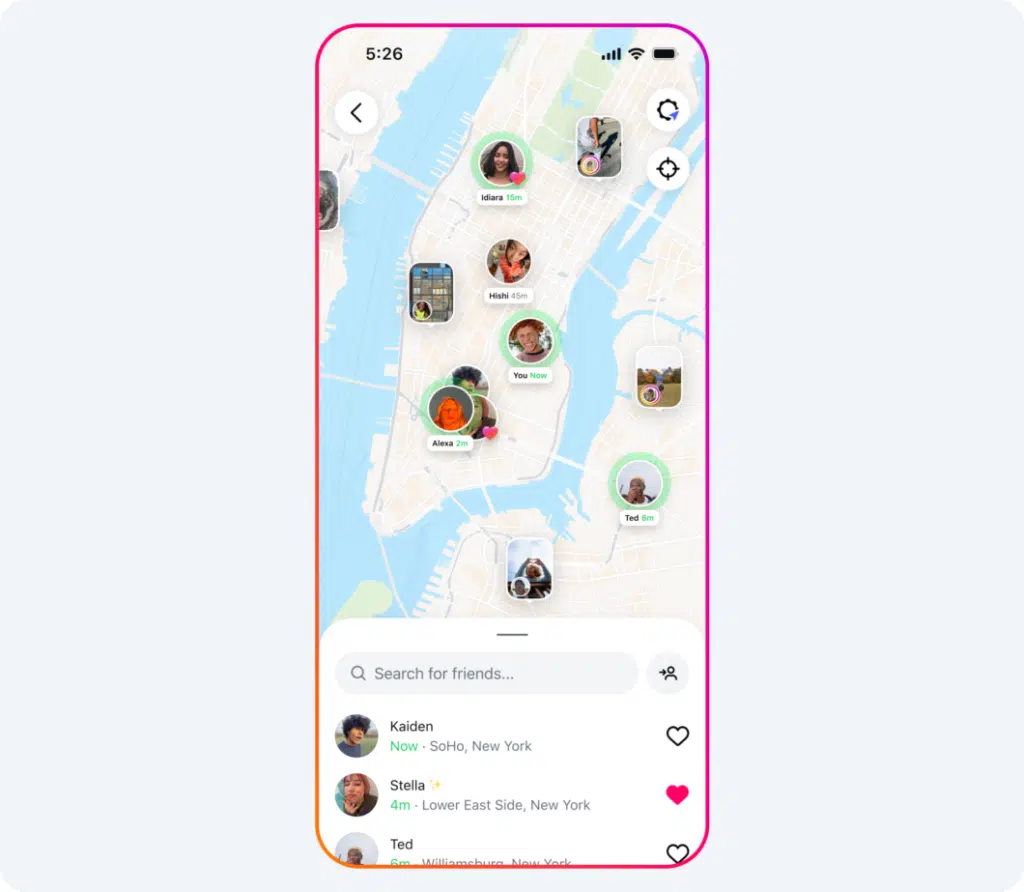 Instagram lança reposts no feed: veja como funciona 6 Mapa do Instagram mostrando localização de amigos e publicações públicas ao redor, com pins e avatares