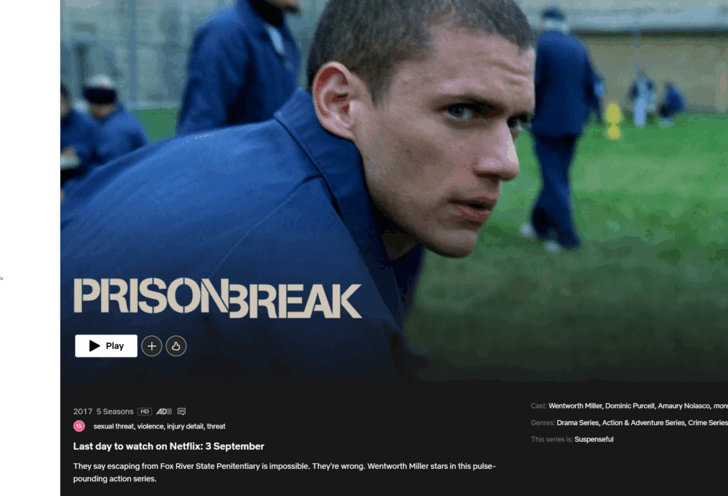 Prison Break sai da Netflix globalmente em setembro de 2025 3 Aviso Prison Break será removida da Netflix internacionalmente em 2025