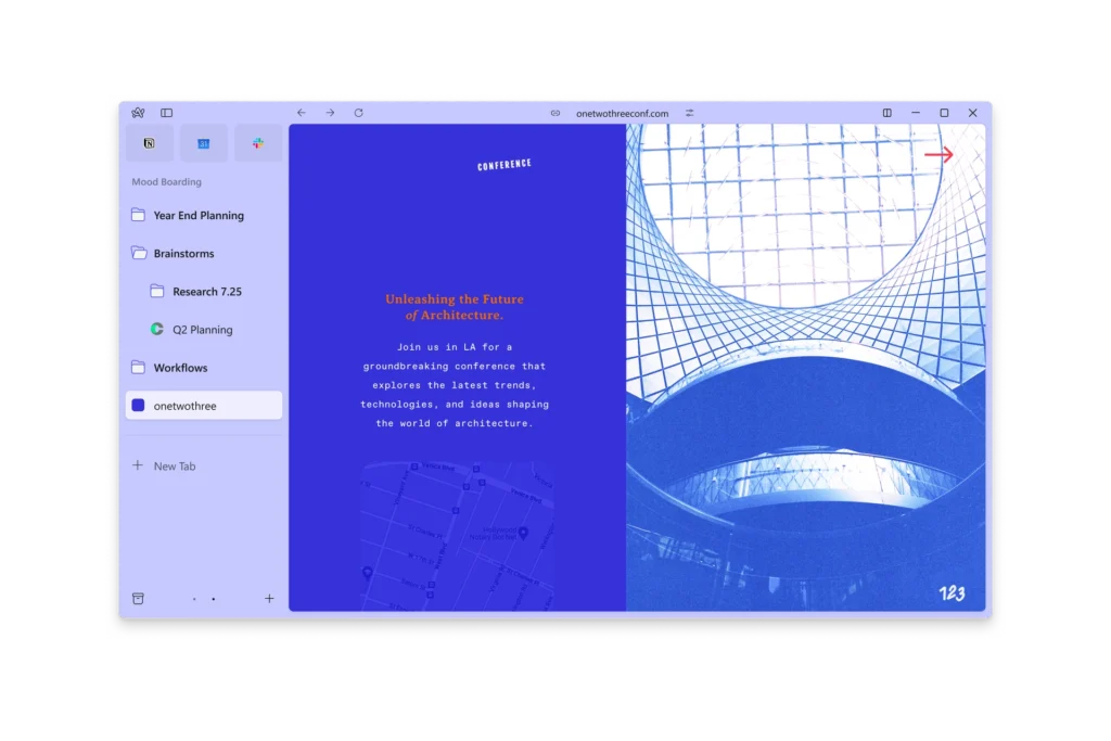 Alternativas ao Google Chrome: 8 opções em 2025 15 O Arc usa painéis visuais em vez de abas de pesquisa. (Imagem: Divulgação/The Browser Company)