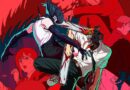 Chainsaw Man Reze Arc pôster oficial com Denji e Reze prontos para batalha