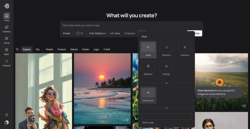 Exemplo de Ideogram Styles: variações de estética reaplicadas via códigos e Style Reference