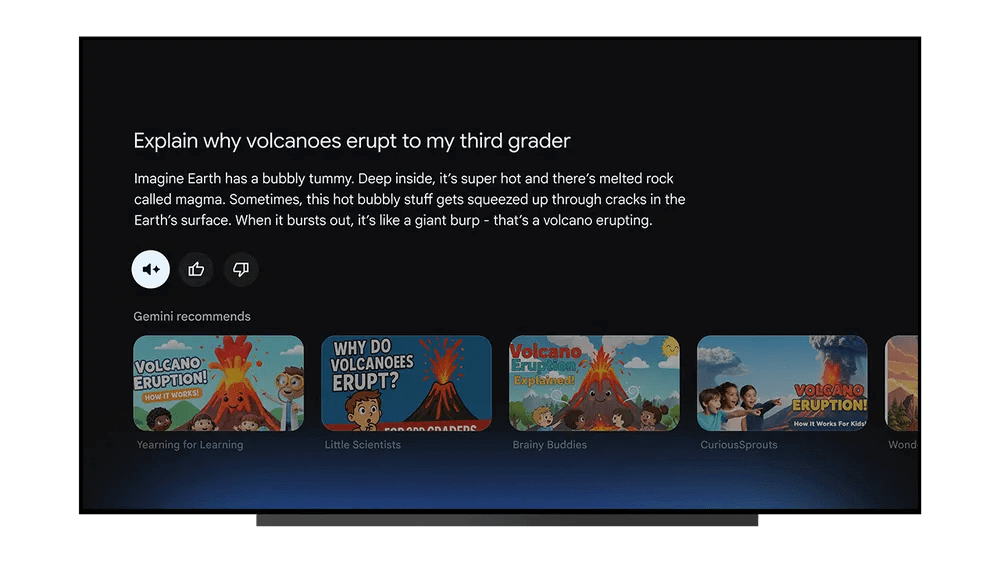 Gemini no Google TV começa a chegar hoje 3 Exemplo: Gemini no Google TV explicando erupções vulcânicas