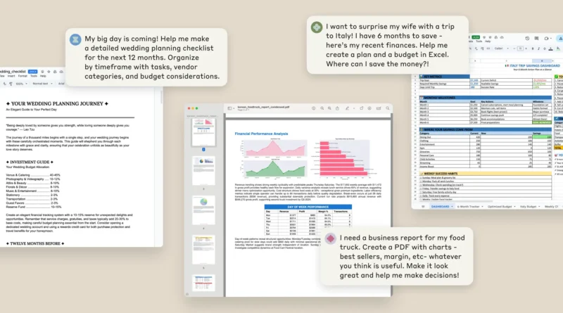 Claude cria e edita arquivos: como ativar 2 Claude cria e edita arquivos: exemplos de Excel, documento e PDF produzidos a partir de instruções